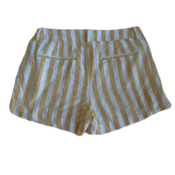 Old Navy Shorts Sz 8 Linen Blend Everyday Yellow Off White Striped Medium Womens - Picture 2 of 9